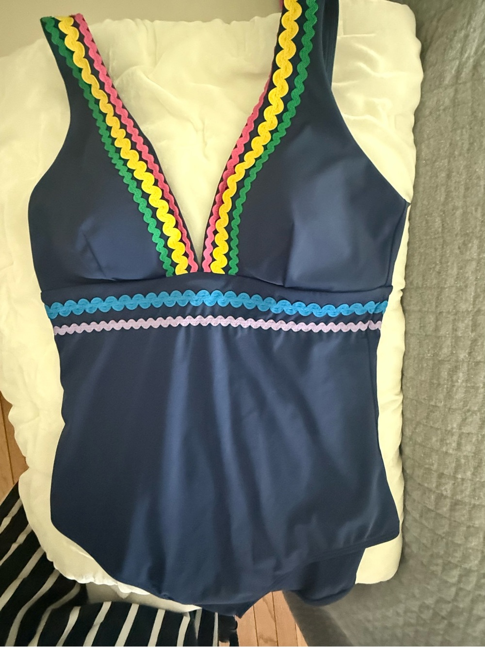 Boden rik rak bathing suit with colorful trim!